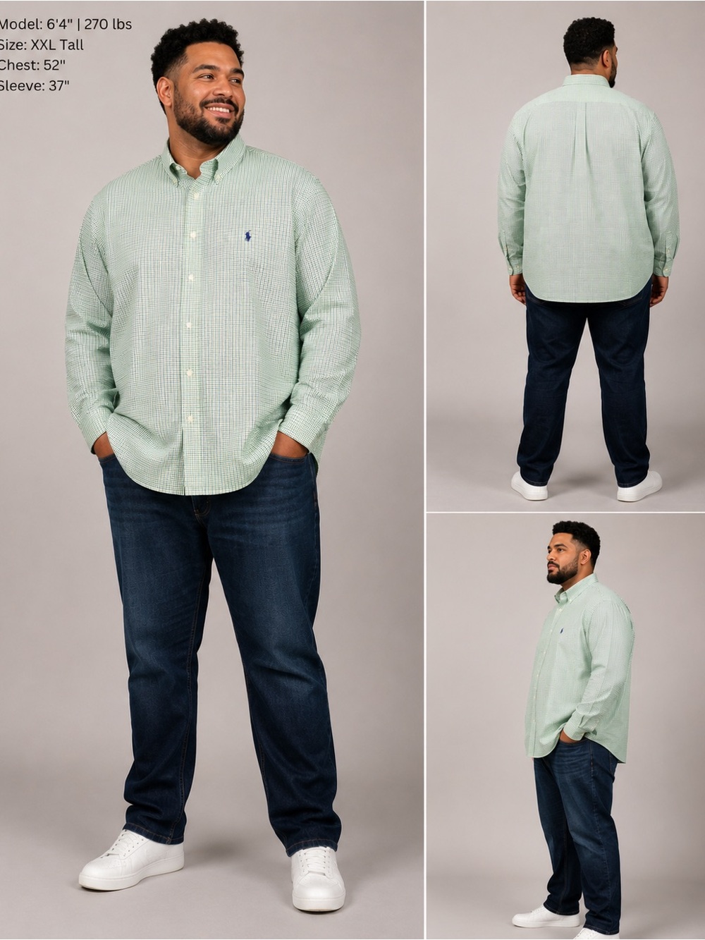 Polo Ralph Lauren Mint Gingham Button-Down Shirt XXL Tall